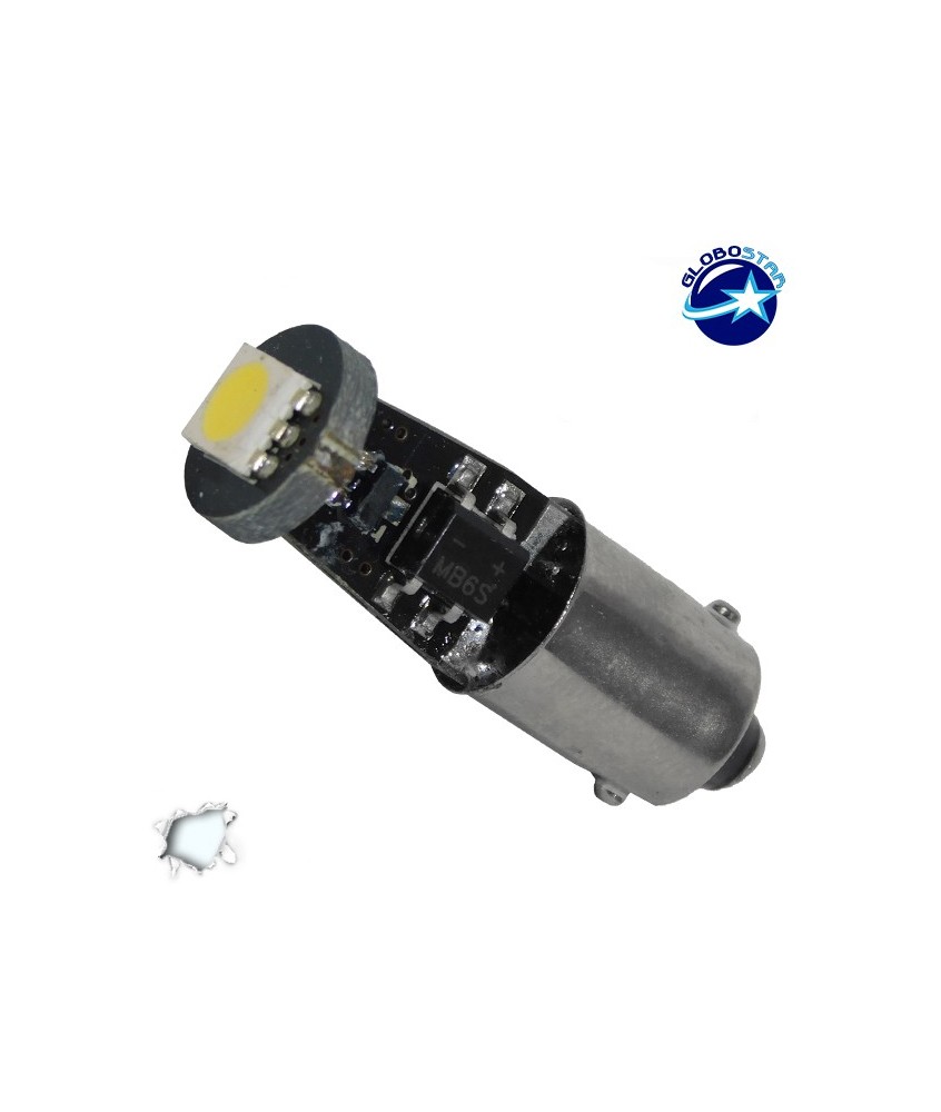 GloboStar® BA9S - T4W 22000   Λάμπα Αυτοκινήτου Can LED Bus με 1 SMD 5050 12 Volt 2.52W 24 lm 120° Ψυχρό Λευκό 6000K